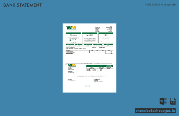 Beispiel eines Kontoauszugs von USA Waste Management (Vorschau)
